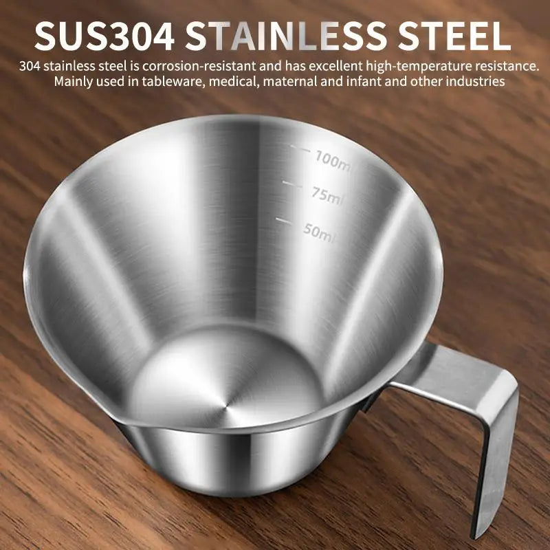 New-100ML Stainless Steel Coffee Extraction Cup With Scale Small Milk Spoon Making Cup Espresso Measuring Cup Kitchen Tools Cup