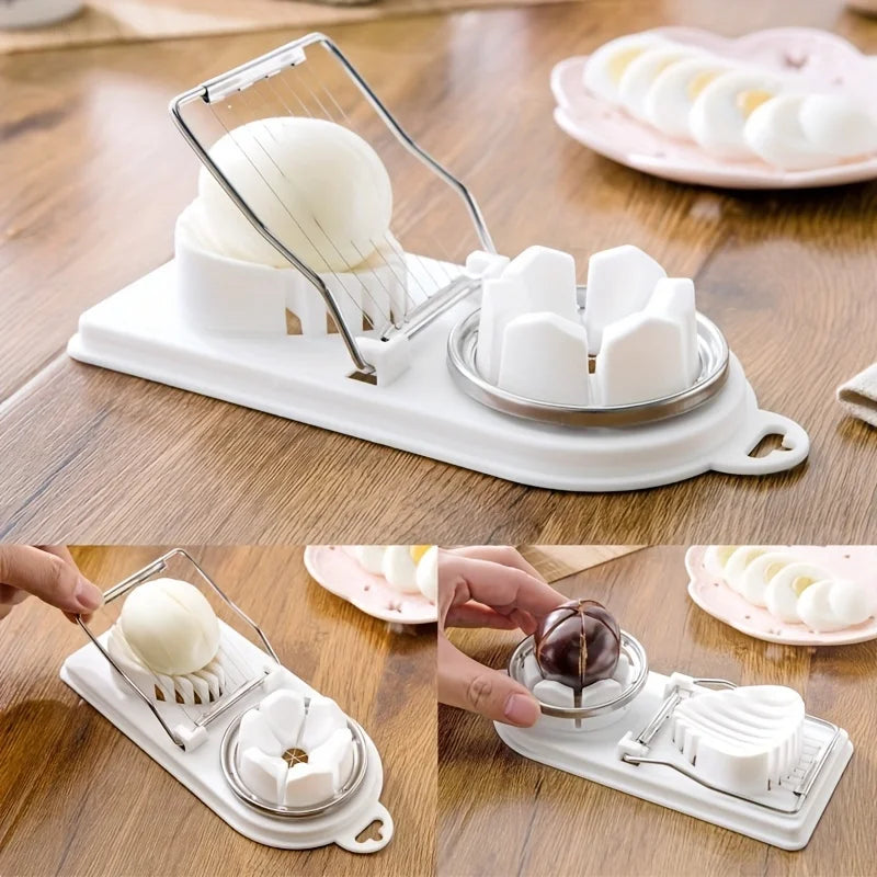 Multifunctional Egg Slicers Stainless Steel Slicer Fancy Splitter Egg Cutting Tool Home Two In One Egg Cutter Kitchen Gadgets