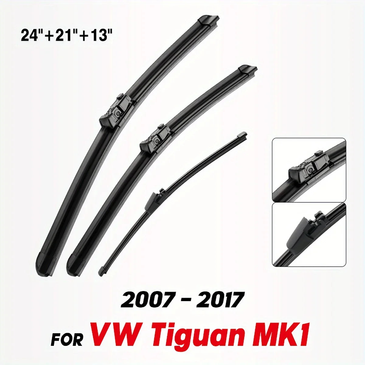 Suitable for Volkswagen Tiguan MK1 2007-2016 Model Front and Rear Wiper Blade Set- Front Windshield/Window 24"+21"+13"