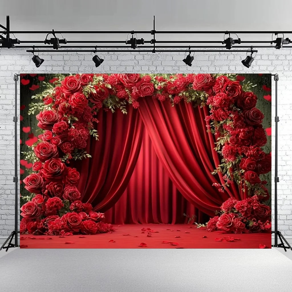 Rose Floral Background Summer Party Banner Flower Wall Wedding Birthday Decorations Bridal Marriage Backdrop Photography Studio