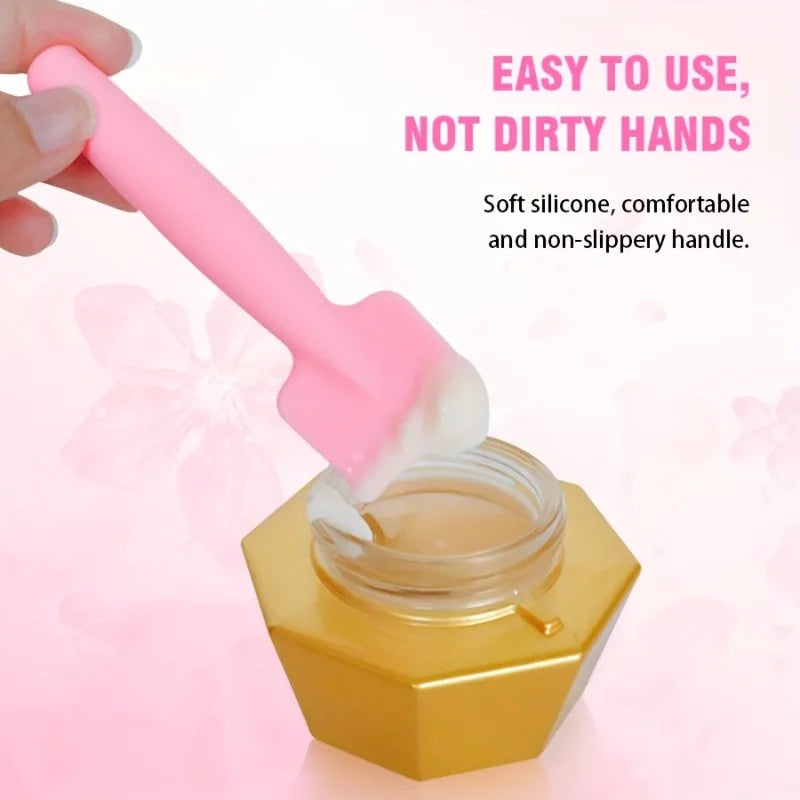 3Pcs Pink Silicone Facial Mask Brush with Spatula Shovel Type Design for Even Application Face Sensitive Skin Skin Care Tool
