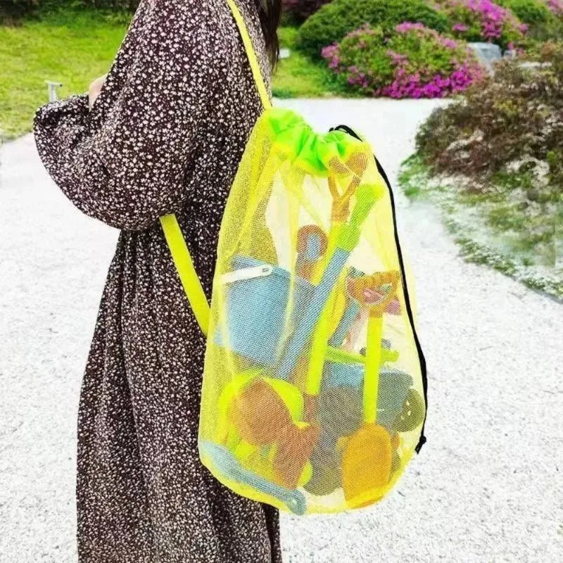 1PC Large Capacity Mesh Beach Toy Storage Bag Portable Breathable Foldable Storage Bag for Travel Outdoor Swimming Bag Organizer