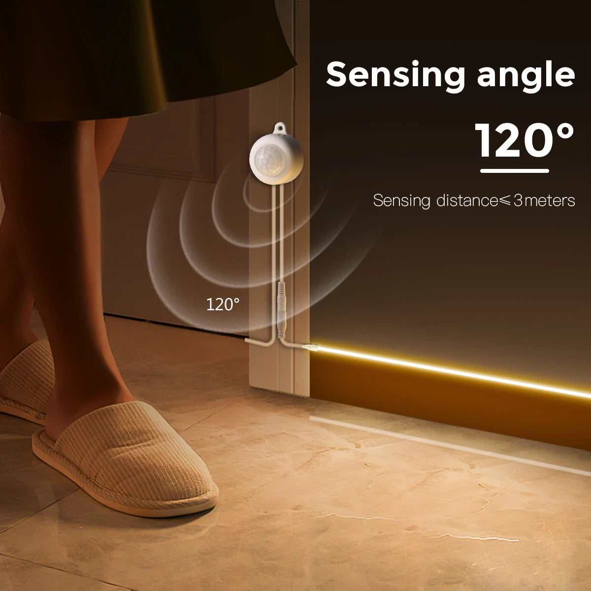 Super Bright COB LED Strip light Smart PIR Motion Sensor 220V 110V to DC 5V Flexible Lamp Tape For Kitchen Wardrobe Room Decor