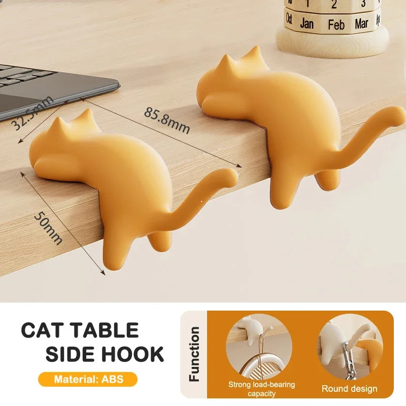Cute Cat Bag Hook Portable Table Hook Handbag Backpack Organizer Holder for Home Office Desk Side Decor Travel Bag Hanger