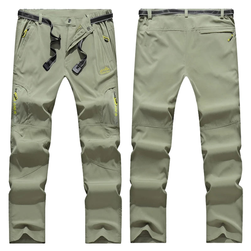SFABL 5XL Summer Quick Dry Hiking Pants Men Stretch Waterproof Tactical Pants Zipper Pockets Trousers Lightweight Fishing Pants