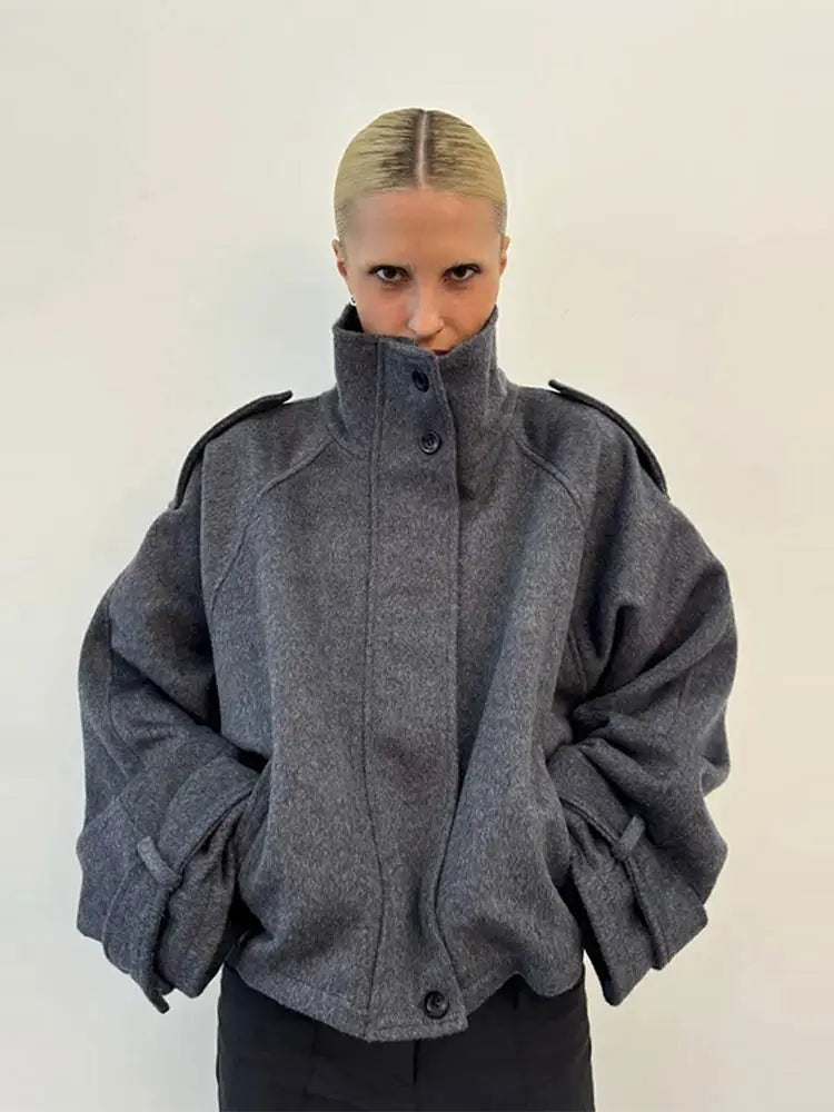 new Faux Fur Jackets Women Loose High Neck Long Sleeves Zipper Coats Female 2026 Autumn Winter Chic Fashion Solid Warm Outwears