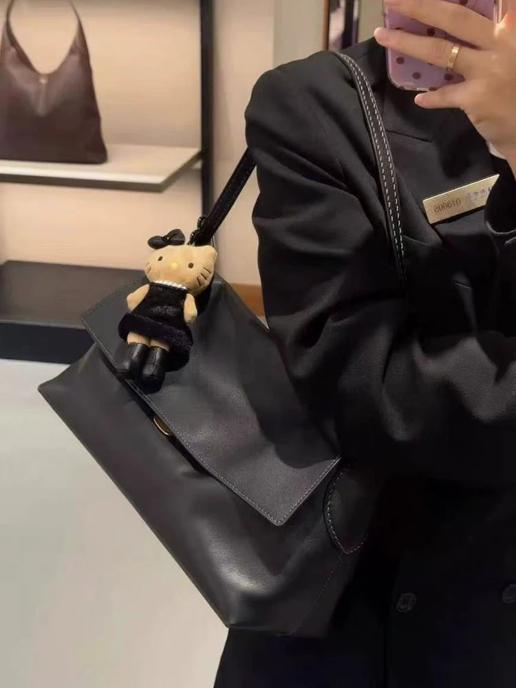 Luxury Brand Genuine Leather Women Shoulder Bags Top Quality Cowhide Leather Underarm Bags Fashion Solid Hobo Flap Chelsea Bags