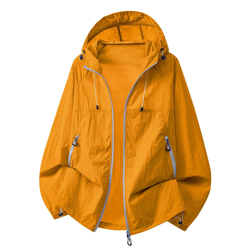 UPF50+ New Fashion Couple's Trendy Ultra-thin Hooded Sunscreen Jackets Men Summer Outwear Casual Breathable Coats windbreaker 4X