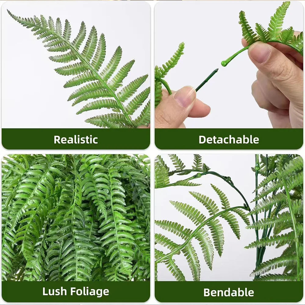 64cm Artificial Hanging Boston Plant Fake Fern Grass Leaves Wall Hanging Plants Plastic Persian  leafs For Home Garden Decor
