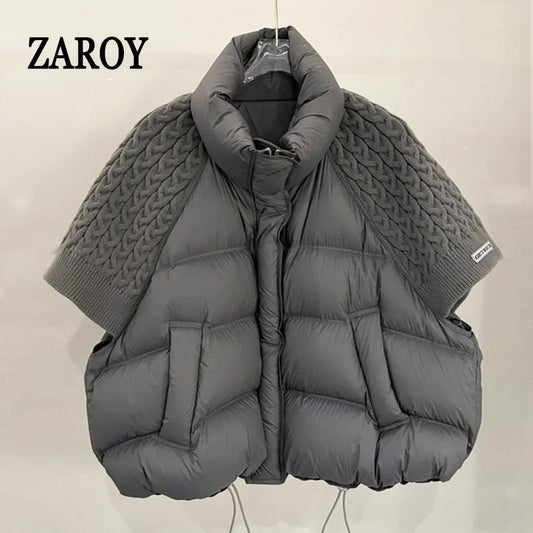ZAROY Women's Cotton Vest Jacket Autumn Winter Loose Casual Stand Collar Pocket Puffer Waistcoat Coat Trendy Outerwear куртка