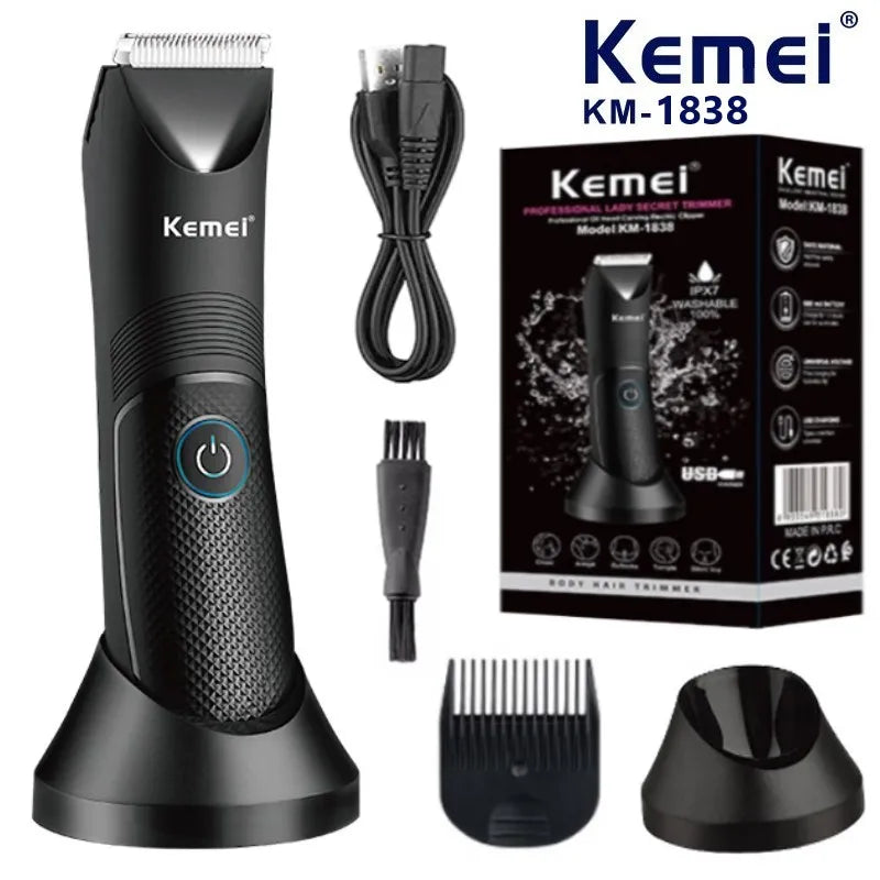 Kemei Waterproof Body Hair Trimmer