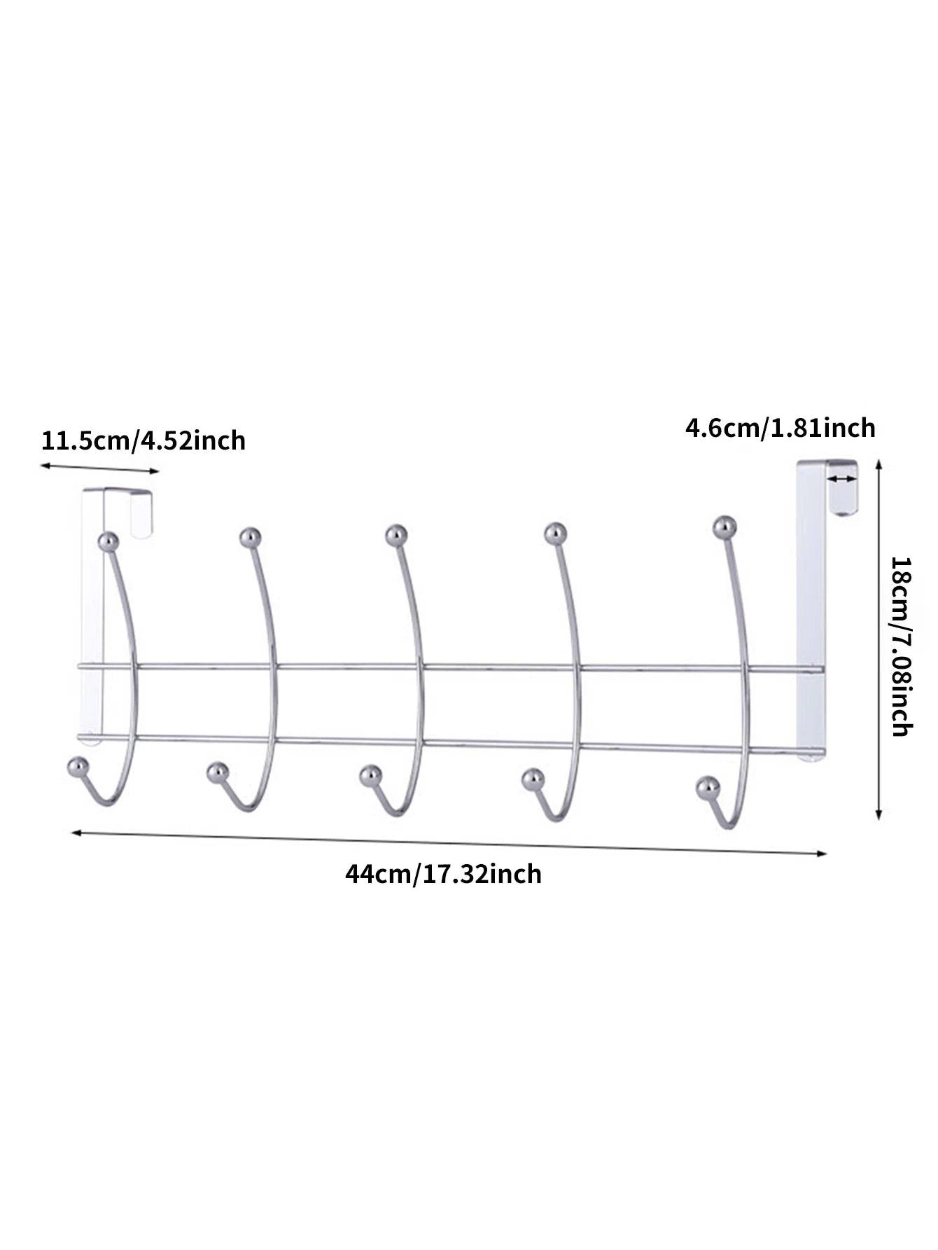Silver Electroplated 10-Hook Over-the-Door Hanger, No Drill Iron Clothes Hanger Organizer
