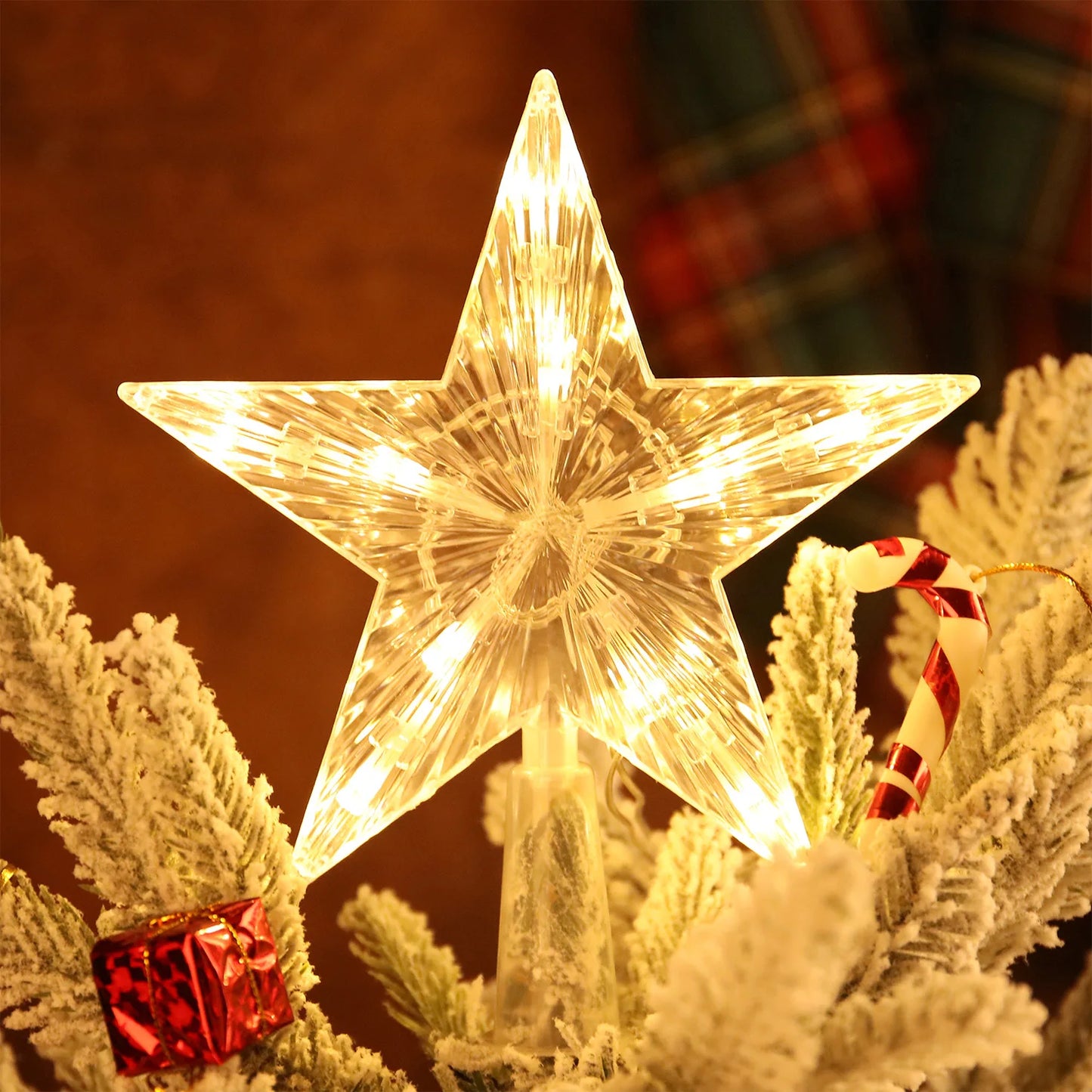Christmas Decoration Glowing Tree Topper Glitter Shining Star Xmas Tree Ornaments for Home Decor Navidad New Year 2026 Gift