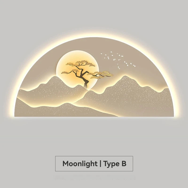Modern Light Luxury LED Decorative Painting Home Decoration Living Room Bedroom Sofa Wall Landscape Painting Tea Room Mural Lamp