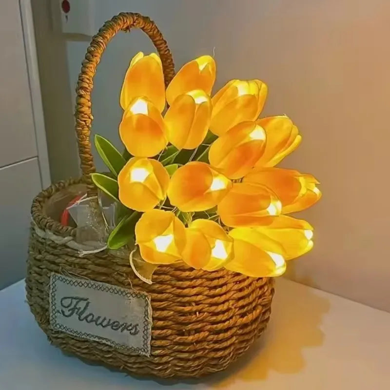 5/10pcs LED Tulips Bouquet Night Light for Home Garden Artificial Flowers PU Tulip Fake Flower Decoration Wedding Birthday Gift