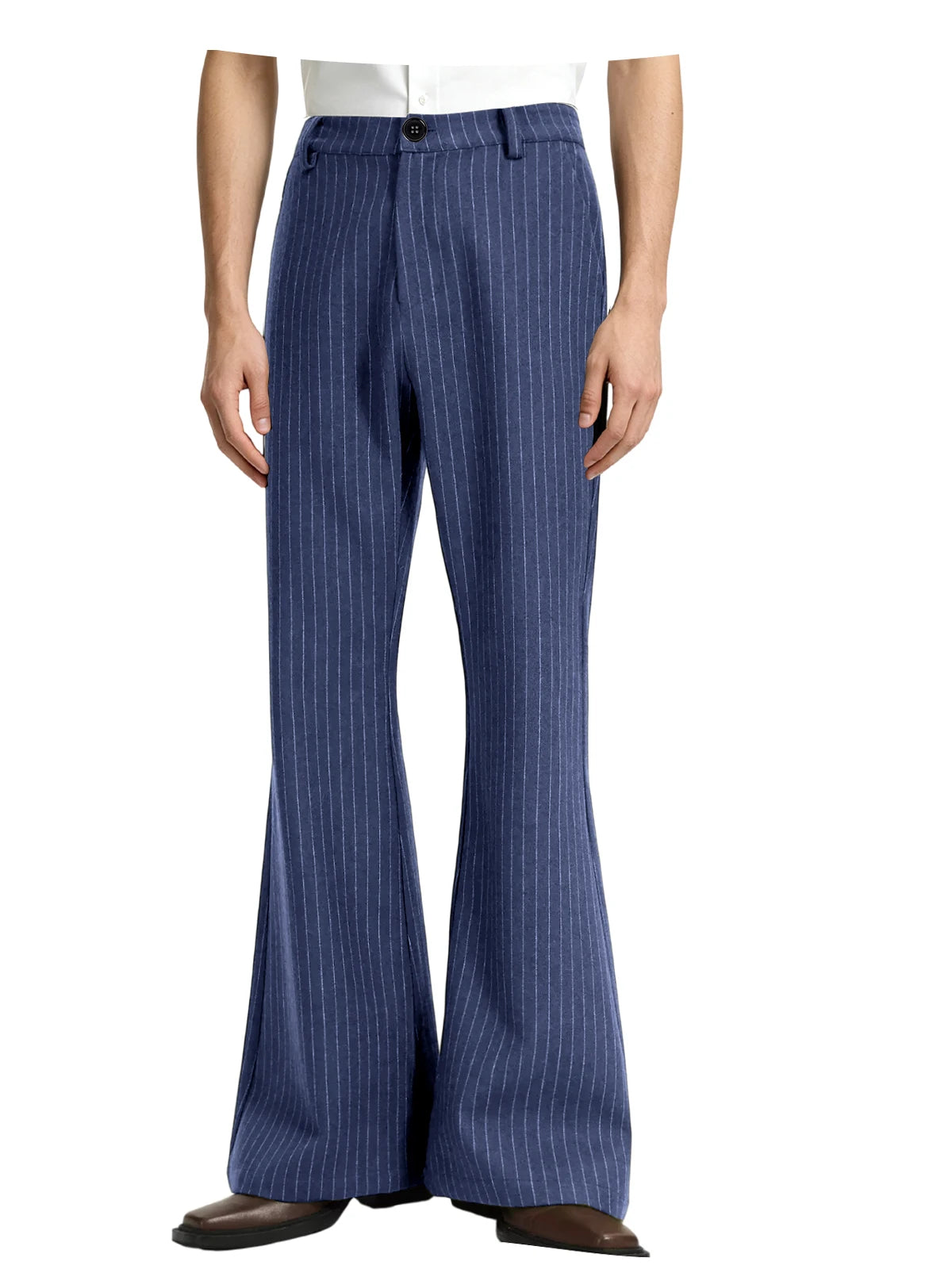 Men's Pinstripe Bell Bottom Pants High Waist Vintage Striped Flared Trousers 60s 70s Disco Outfits for Men Nightclub Party Dance
