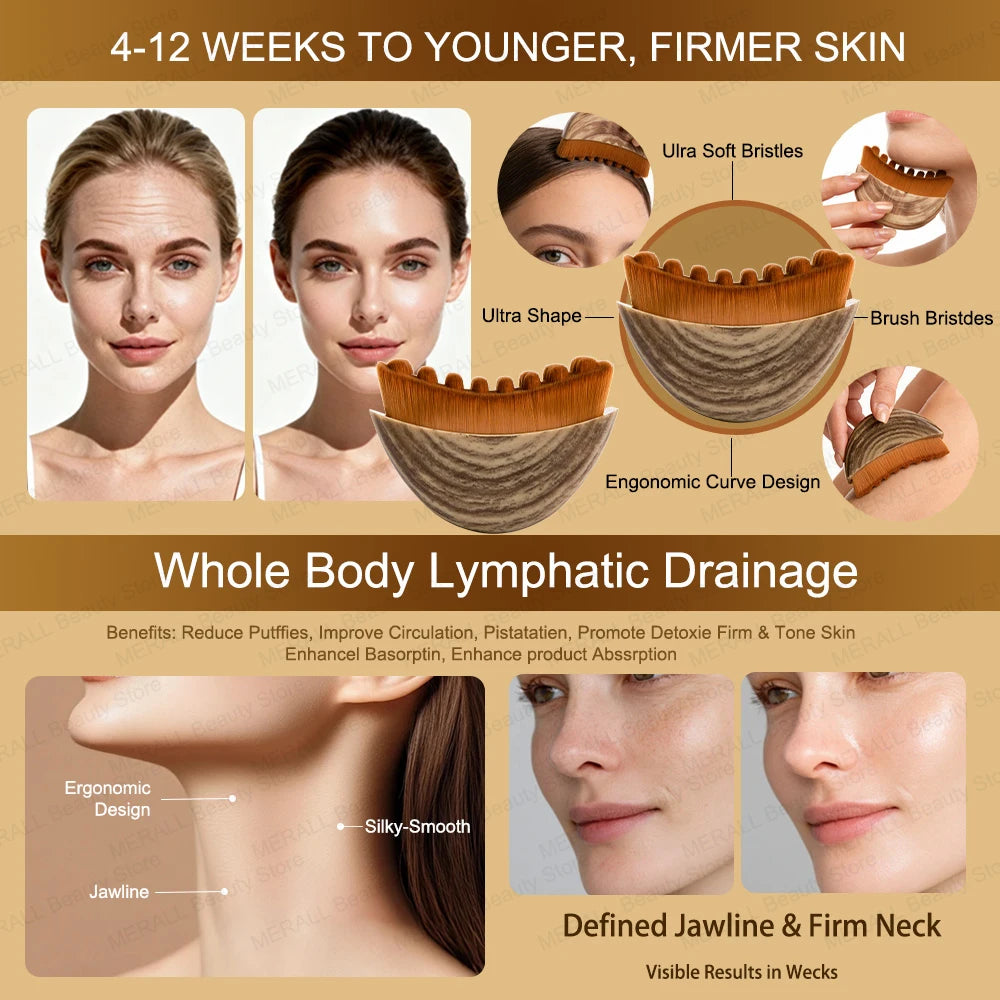 Face Massager Spa Body Brush for Dry Brushing Lymphatic Drainage Dry Skin Blood Circulation Tool for Face and Body Care