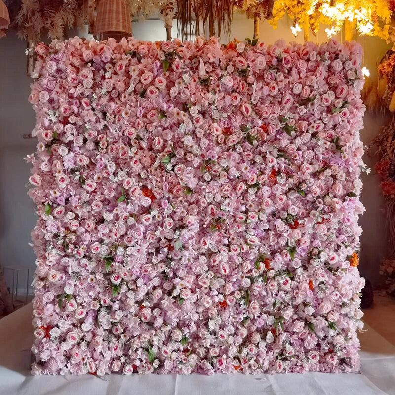 5D White Rose Cloth Flower Wall Artificail Fabric Roll Up Hydrangea Floral Wall Wedding Backdrop Decor Hang Curtain Photo Props
