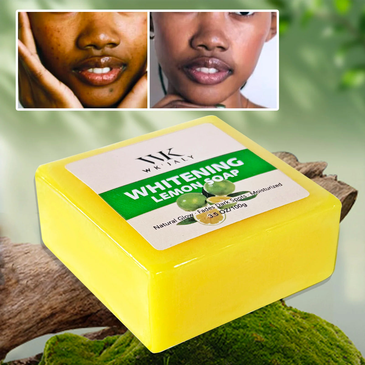 WK JALY Whitening Lemon Soap, Natural Glow, Fade Dark Spots, Moisturized, With Glutathione, Shea Butter Oil, For Face And Body