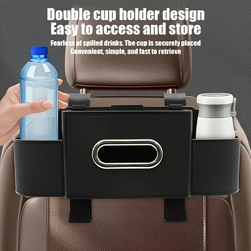 Multifunctional Car Seat Back Storage Box with Tissue Phone Stand Cup Interior Holder Organizer Holder Auto Space-saving