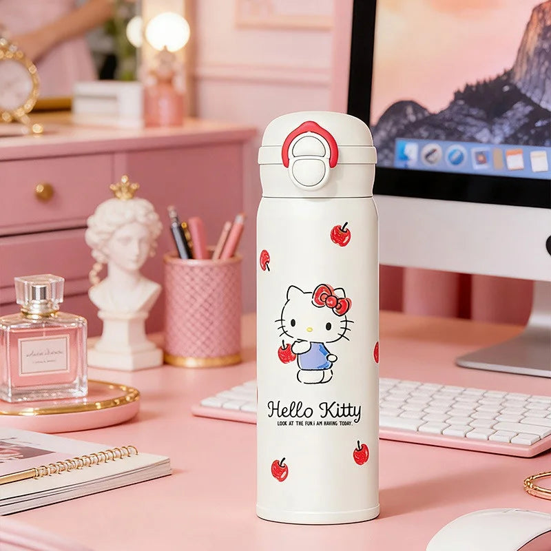 X&W Cartoon Insulated Cup HelloKitty Red Apple Series Thermal Mug Keep Hot＆Cold Water Cup Portable Outdoor Travel/Camp Drinkware
