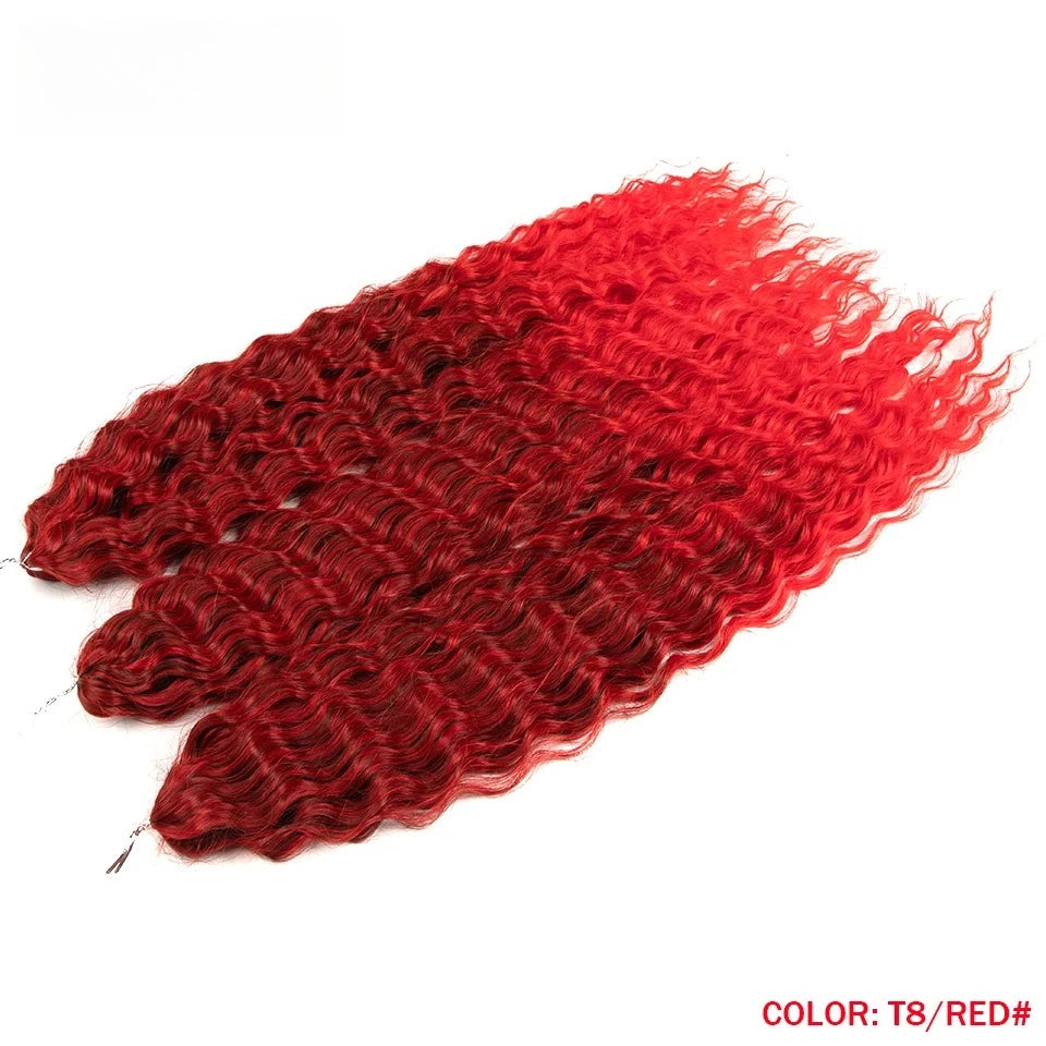 LOVE ME 22 Inch 300g/3pcs Ariel Curl Hair Water Wave Twist Crochet Hair Synthetic Ombre Rainbow Color Braiding Hair Extensions