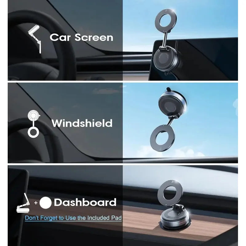 Folding Strong Magnet Magnetic Phone Holder 360° Rotation Desk Car Vacuum Suction Windshield Dashboard Mobile Holder