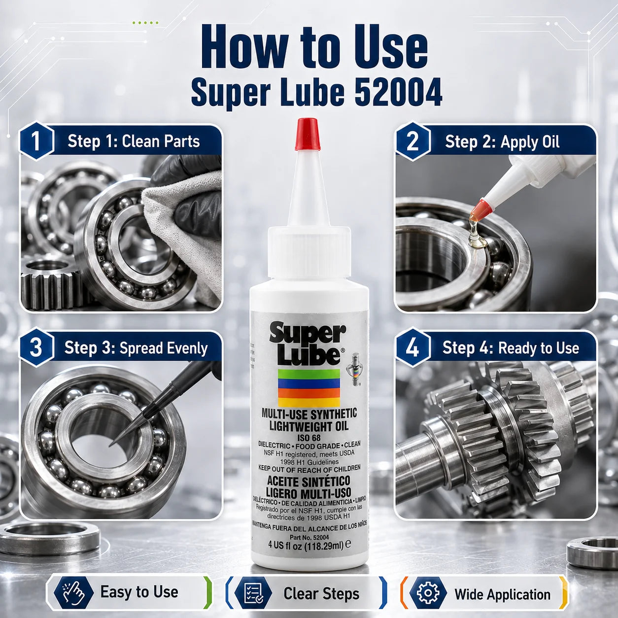 Super Lube 52004 Synthetic Lightweight Oil ISO 68 Multi-Purpose Food Grade Lubricant for 3D Printer Bearings Rails